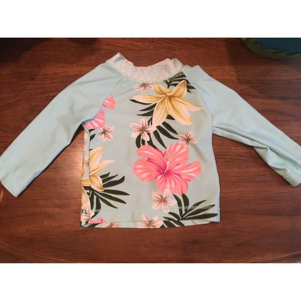 Carter’s Tropical Print Rash Guard/Swim Top Floral Beach Sz 3 Months Baby Girls
